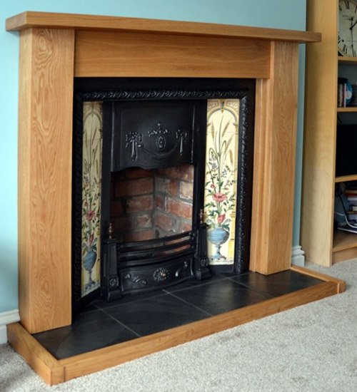 Solid oak fireplace