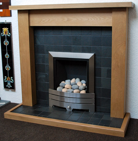 Black slate fireplace