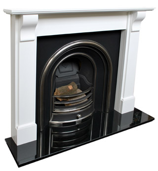 White fire surround for solid fuel