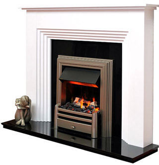 White fire surround with electric fire
