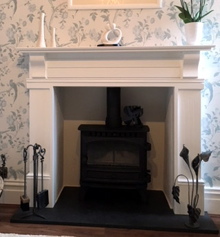Bespoke white fire surround Mrs Tushingham Timesless wh